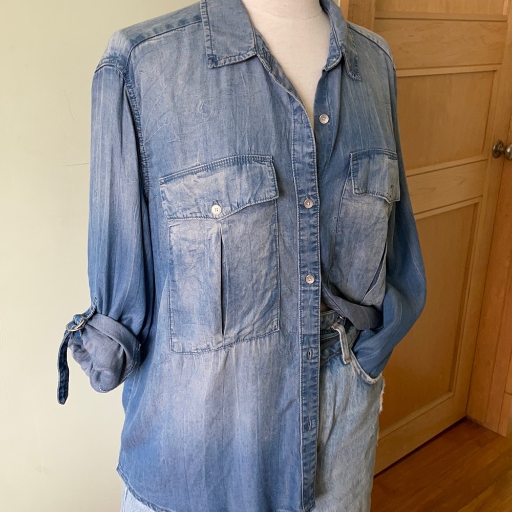 SOLD Calvin Klein Sustainable Jean Shirt, Size L - Picture 8 of 16